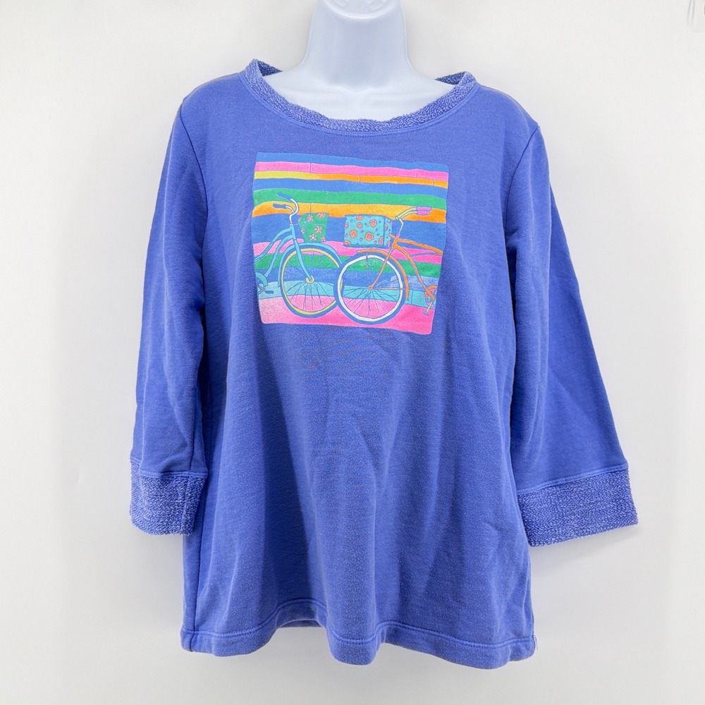 NWT Fresh Produce Two Bikes Sunset Sweatshirt Peri Blue French Terry S SM USA